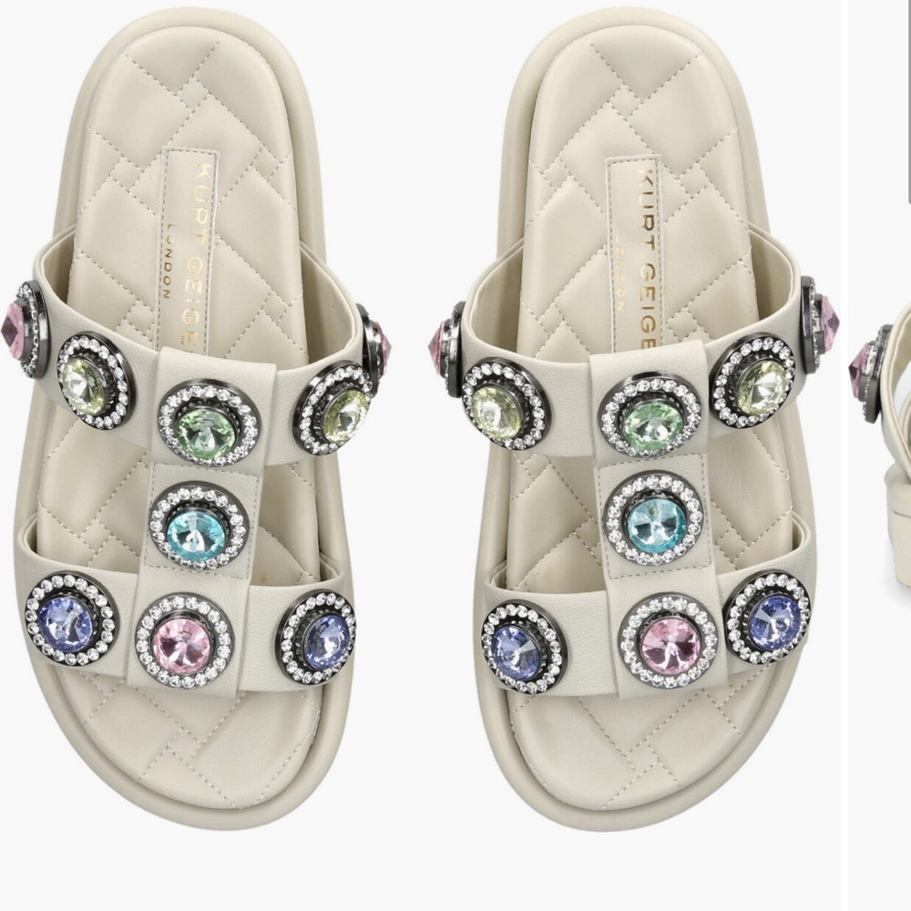 EUC Kurt Geiger Multicolor Orson Crystal Embellished Sandals